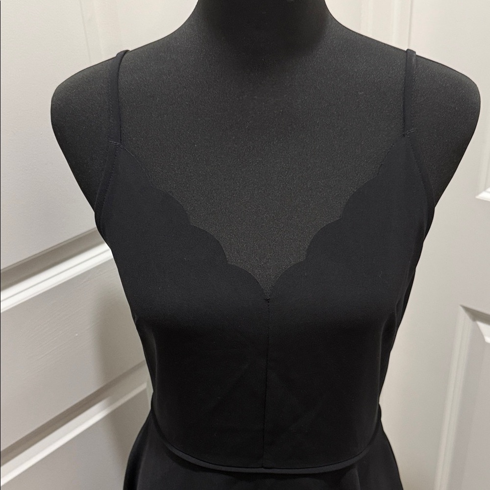 Ted Baker Black Scallop-Edge Midi Dress - Picture 2 of 7